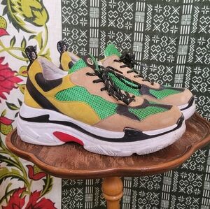 Stylish Green and Tan Women's Sneakers